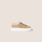 Adidasi de iarna Miu Miu Suede & Shearling Desert Beige