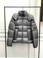 Geaca Moncler Couyere Hooded Short Down  Grey - imagine 5